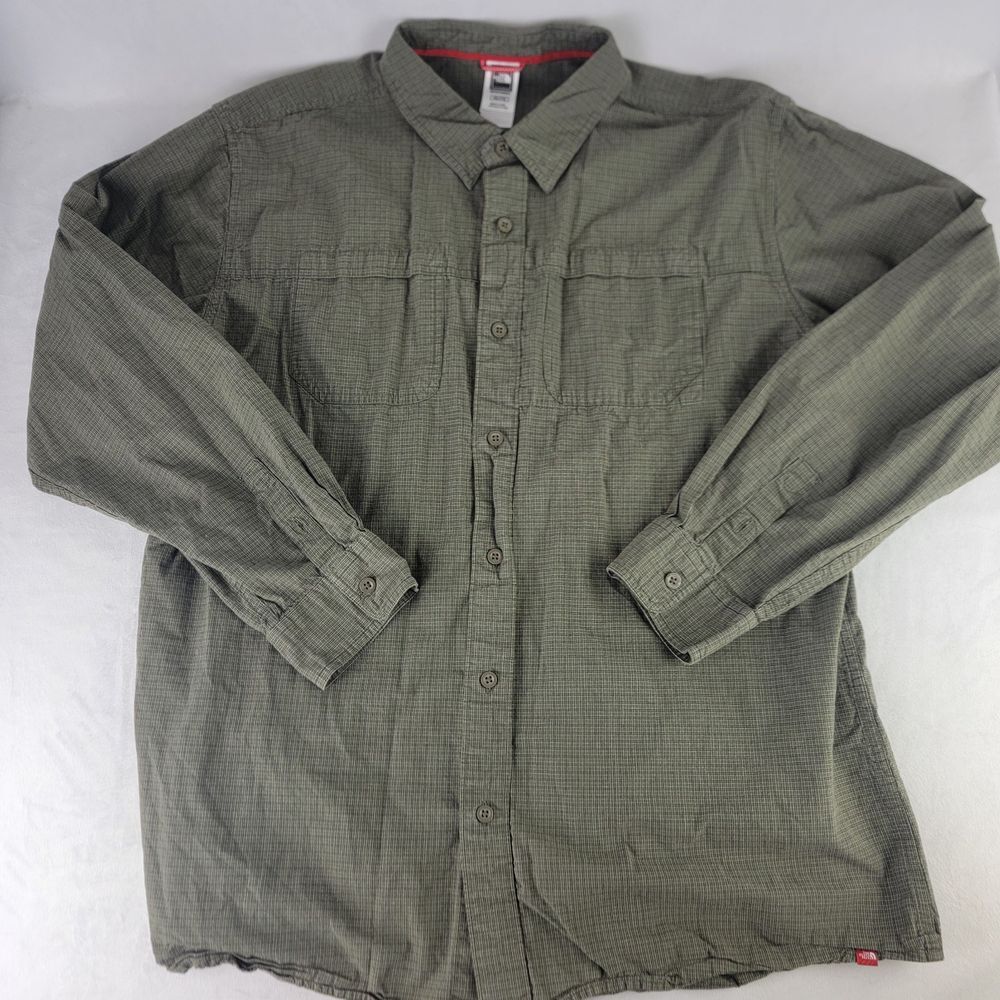NORTH FACE Long Sleeve Button Up Blue Green Plaid Cotton XXL Casual Classic - Picture 8 of 8